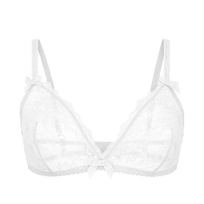 Női felső szexi átlátszó melltartó, csipkehálós fehérnemű, drótmentes áttetsző bralette tömör puha átlátszó melltartó nőknek