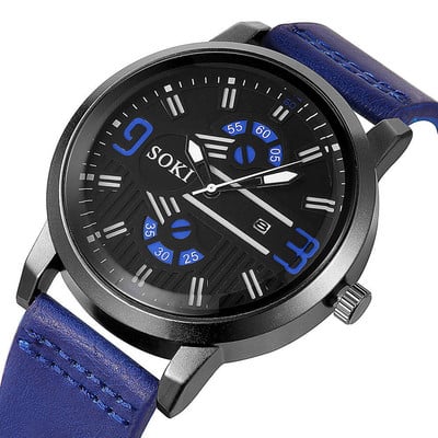 SOKI Digitalni kalendar s velikim brojčanikom Muški sat Ležerni modni Kreativni sat s remenom Kvarcni sat Eksplozivan stil reloj hombre