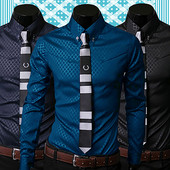 Nauji prabangūs vyriški Argyle marškinėliai Business Style Slim Soft Comfort Slim Fit Styles Ilgomis rankovėmis laisvalaikio suknelės marškinėliai Dovana vyrams