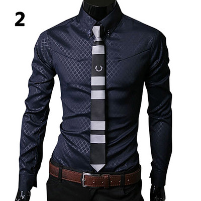 Nauji prabangūs vyriški Argyle marškinėliai Business Style Slim Soft Comfort Slim Fit Styles Ilgomis rankovėmis laisvalaikio suknelės marškinėliai Dovana vyrams