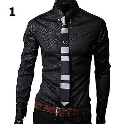 Nauji prabangūs vyriški Argyle marškinėliai Business Style Slim Soft Comfort Slim Fit Styles Ilgomis rankovėmis laisvalaikio suknelės marškinėliai Dovana vyrams