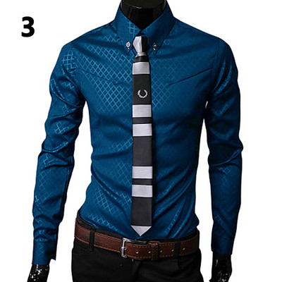 Nauji prabangūs vyriški Argyle marškinėliai Business Style Slim Soft Comfort Slim Fit Styles Ilgomis rankovėmis laisvalaikio suknelės marškinėliai Dovana vyrams