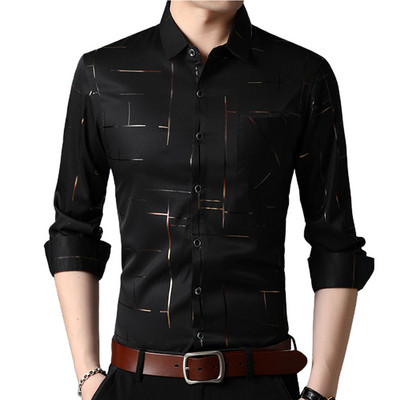 Nauji prabangūs vyriški Argyle marškinėliai Business Style Slim Soft Comfort Slim Fit Styles Ilgomis rankovėmis laisvalaikio suknelės marškinėliai Dovana vyrams