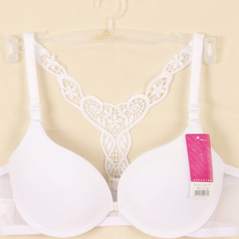 Y linijos petnešėlės Racerback liemenėlė, moteriška priekyje Sexy Bras Juoda Balta Bralette Rožinis apatinis trikotažas Besiūlė liemenėlė Push Up