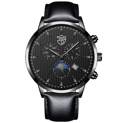 Luksusa vīriešu biznesa pulksteņi Mode vīriešu ādas kvarca rokas pulkstenis kalendārs vīriešu ikdienas sporta pulkstenis Gaismas pulkstenis reloj hombre