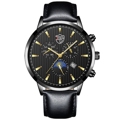 Luksusa vīriešu biznesa pulksteņi Mode vīriešu ādas kvarca rokas pulkstenis kalendārs vīriešu ikdienas sporta pulkstenis Gaismas pulkstenis reloj hombre