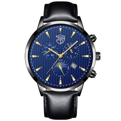 Luksusa vīriešu biznesa pulksteņi Mode vīriešu ādas kvarca rokas pulkstenis kalendārs vīriešu ikdienas sporta pulkstenis Gaismas pulkstenis reloj hombre