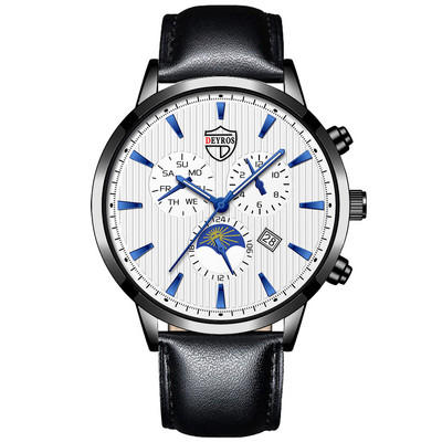 Luksusa vīriešu biznesa pulksteņi Mode vīriešu ādas kvarca rokas pulkstenis kalendārs vīriešu ikdienas sporta pulkstenis Gaismas pulkstenis reloj hombre