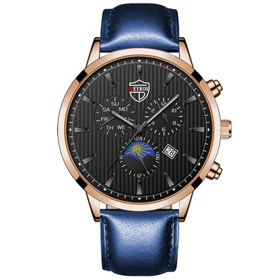 Luksusa vīriešu biznesa pulksteņi Mode vīriešu ādas kvarca rokas pulkstenis kalendārs vīriešu ikdienas sporta pulkstenis Gaismas pulkstenis reloj hombre