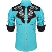 Vīriešu krekls Rietumu krekls ar ziedu rakstu ar apdrukātu lapu atloks Sarkans tumši zils zils brūns apģērbs Modes dizainers rietumu stils