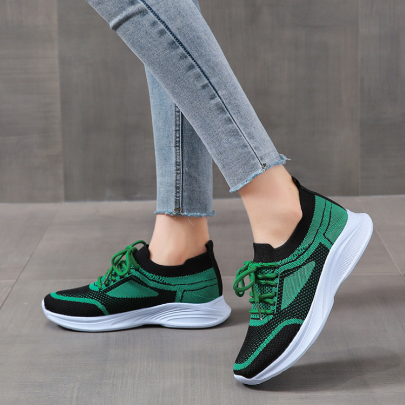 2023 Női cipők vastag talpú zöld lapos Női cipők Hétköznapi, légáteresztő hálós, sétacipők Női cipők