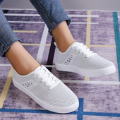 Valged vabaajajalatsid Suvised kummist tald, vulkaniseeritud tennisekingad Moodsad kõndimisjalatsid Naiste tossud Nööritavad naistejalatsid