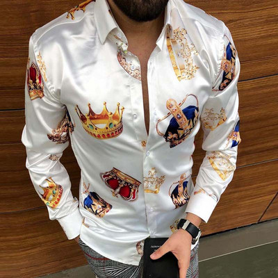 Nauji Poker print vyriški marškiniai ilgomis rankovėmis vyriški laisvalaikio marškinėliai Havajų marškinėliai vyriški Kardiganas rudeniniai marškinėliai M-3XL Vyriški viršutiniai marškinėliai įvairių spalvų