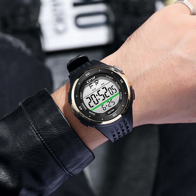 Sporta pulksteņa 5ATM ūdensizturības digitālais kalendāra nedēļas displejs