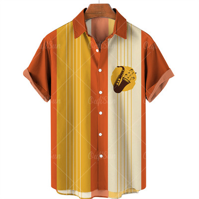 2022. gada vīriešu krekli ar vienu pogu Havaju salu ikdienas krekli Vīriešu mūzikas instrumentu krekli ar svītru apdruku ar īsām piedurknēm Beach Camicias 5xl