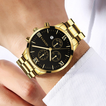 reloj hombre Модни мъжки часовници Луксозен кварцов ръчен часовник от неръждаема стомана Мъжки бизнес ежедневен часовник с календар relogio masculino