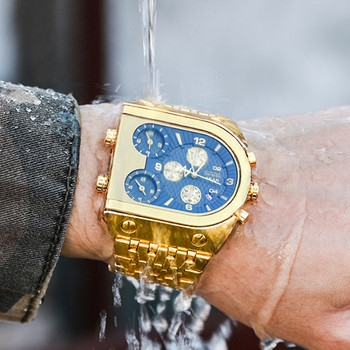 Ανδρικά ρολόγια TEMEITE Golden Ανδρικά ρολόγια Κορυφαίας επωνυμίας Πολυτελές ανοξείδωτο ατσάλι στρατιωτικός χαλαζίας μεγάλου μεγέθους Χρυσό ανδρικό ρολόι χειρός Relogio Masculino