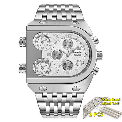 TEMEITE Zelta vīriešu pulksteņi Top zīmola luksusa nerūsējošā tērauda militārā kvarca liela izmēra zelta vīriešu rokas pulkstenis Relogio Masculino