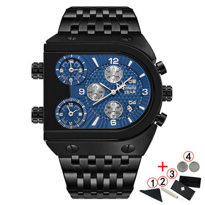 TEMEITE Zelta vīriešu pulksteņi Top zīmola luksusa nerūsējošā tērauda militārā kvarca liela izmēra zelta vīriešu rokas pulkstenis Relogio Masculino