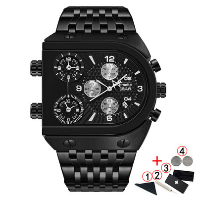 TEMEITE Zelta vīriešu pulksteņi Top zīmola luksusa nerūsējošā tērauda militārā kvarca liela izmēra zelta vīriešu rokas pulkstenis Relogio Masculino