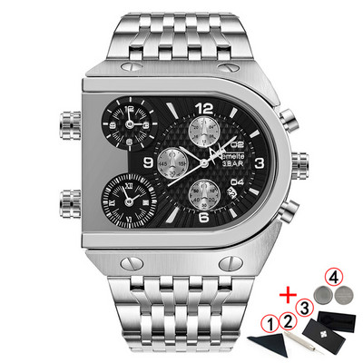 TEMEITE Zelta vīriešu pulksteņi Top zīmola luksusa nerūsējošā tērauda militārā kvarca liela izmēra zelta vīriešu rokas pulkstenis Relogio Masculino