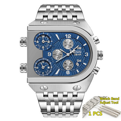 TEMEITE Zelta vīriešu pulksteņi Top zīmola luksusa nerūsējošā tērauda militārā kvarca liela izmēra zelta vīriešu rokas pulkstenis Relogio Masculino