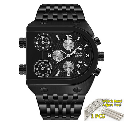 TEMEITE Zelta vīriešu pulksteņi Top zīmola luksusa nerūsējošā tērauda militārā kvarca liela izmēra zelta vīriešu rokas pulkstenis Relogio Masculino