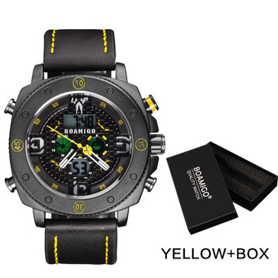 BOAMIGO Chronograph Men Classic Watch Quartz LED Digital Clock relojo hombre relogio masculino erkek kol saati