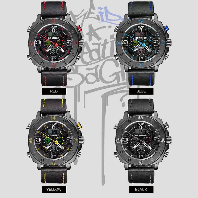 BOAMIGO Chronograph Men Classic Watch Quartz LED Digital Clock relojo hombre relogio masculino erkek kol saati