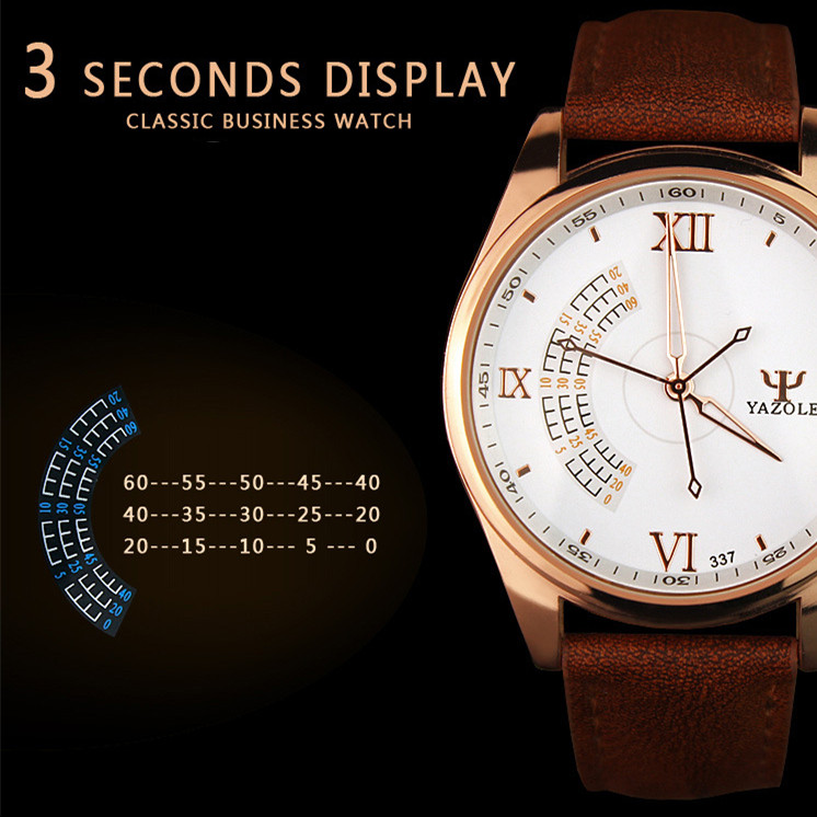 YAZOLE férfi divat sport rozsdamentes acél tok, bőr pánt, kvarc analóg karóra férfi karóra felső márkájú luxus karóra