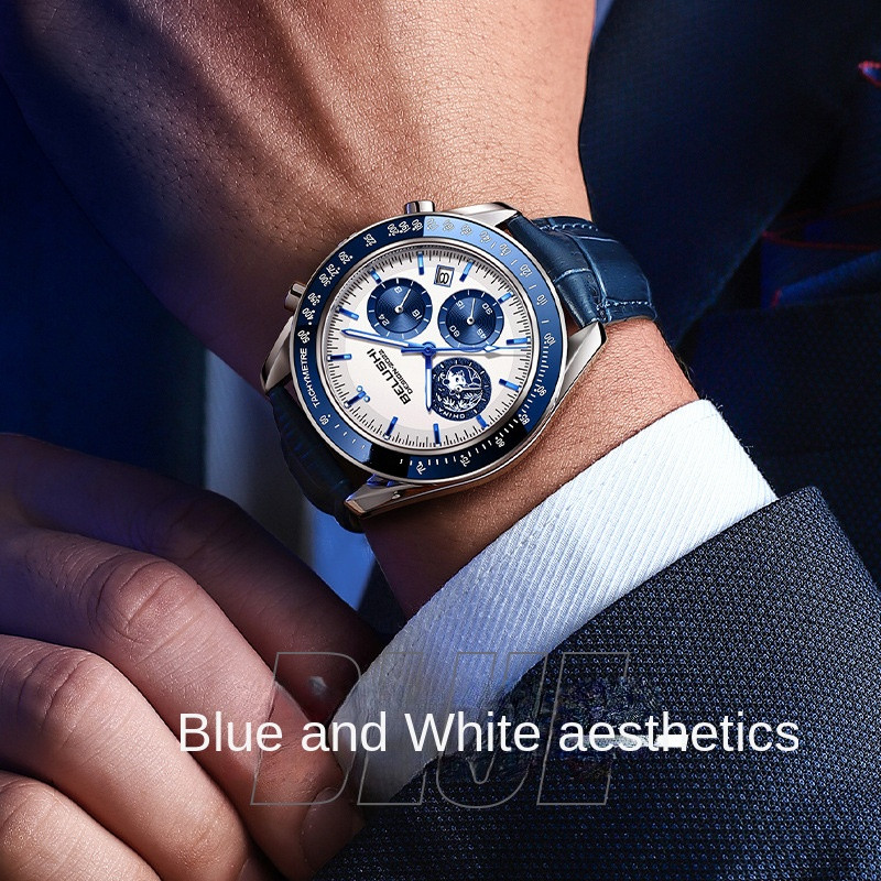 Divat Férfi karórák Bőr Top Márka Luxus Sport Kronográf Vízálló Kvarc Karórák Montre Homme Relogio Masculino