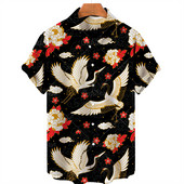 2022 Animal Crane 3D Print Beach Hawaii nyári ing rövid ujjú ing Streetwear laza 5xl Camisa Social Chemise Homme