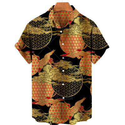 2022 Animal Crane 3D Print Beach Hawaii nyári ing rövid ujjú ing Streetwear laza 5xl Camisa Social Chemise Homme