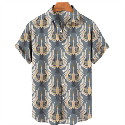 2022 Animal Crane 3D Print Beach Hawaii nyári ing rövid ujjú ing Streetwear laza 5xl Camisa Social Chemise Homme