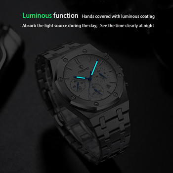 Μοναδικό μαύρο ατσάλι Chrono ανδρικό ρολόι μόδας Casual ημερολόγιο πεταλούδα πόρπη Business Quartz Ανδρικά ρολόγια πολυτελείας Κορυφαία επωνυμία