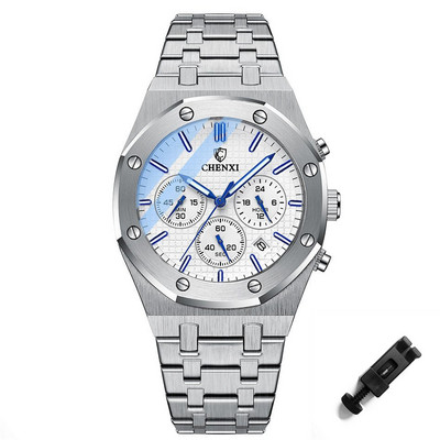 Unikāls melns tērauda hrono pulkstenis vīriešu modes gadījuma kalendārs tauriņš sprādze biznesa kvarca vīriešu pulksteņi luksusa populārākais zīmols