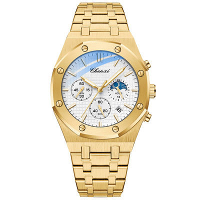 Unikāls melns tērauda hrono pulkstenis vīriešu modes gadījuma kalendārs tauriņš sprādze biznesa kvarca vīriešu pulksteņi luksusa populārākais zīmols