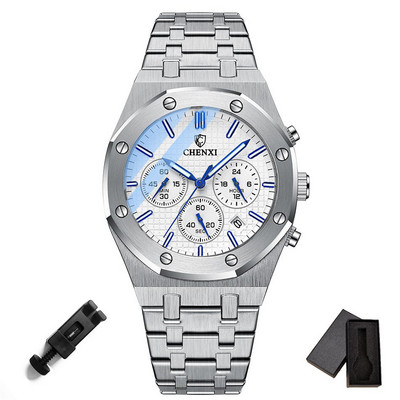 Unikāls melns tērauda hrono pulkstenis vīriešu modes gadījuma kalendārs tauriņš sprādze biznesa kvarca vīriešu pulksteņi luksusa populārākais zīmols