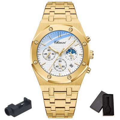 Unikāls melns tērauda hrono pulkstenis vīriešu modes gadījuma kalendārs tauriņš sprādze biznesa kvarca vīriešu pulksteņi luksusa populārākais zīmols