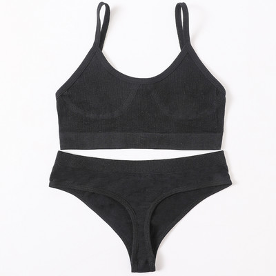 Seksīgs sieviešu krūštura apakšbiksīšu komplekts G-String sporta krūšturis Crop Top Bezšuvju apakšveļa Fitness krūštura siksnas Sieviešu apakšveļas komplekts Intīms