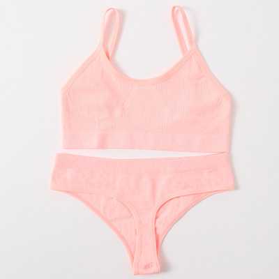 Seksīgs sieviešu krūštura apakšbiksīšu komplekts G-String sporta krūšturis Crop Top Bezšuvju apakšveļa Fitness krūštura siksnas Sieviešu apakšveļas komplekts Intīms