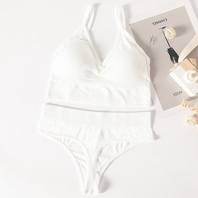 Seksīgs sieviešu krūštura apakšbiksīšu komplekts G-String sporta krūšturis Crop Top Bezšuvju apakšveļa Fitness krūštura siksnas Sieviešu apakšveļas komplekts Intīms