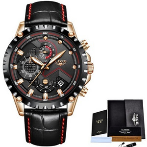LIGE modes vīriešu pulksteņi Top luksusa zīmola ūdensizturīgs sporta rokas pulkstenis Hronogrāfs kvarca militārā āda Relogio Masculino