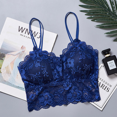 Újdonságok Női Push Up vezeték nélküli szexi csipkés melltartó felsőrész, rugalmas bralette fehérnemű Full Cup