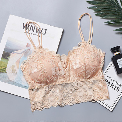 Újdonságok Női Push Up vezeték nélküli szexi csipkés melltartó felsőrész, rugalmas bralette fehérnemű Full Cup