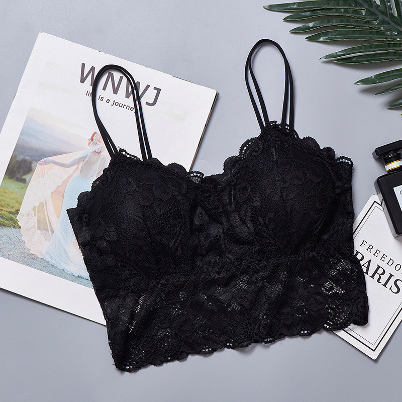 Újdonságok Női Push Up vezeték nélküli szexi csipkés melltartó felsőrész, rugalmas bralette fehérnemű Full Cup