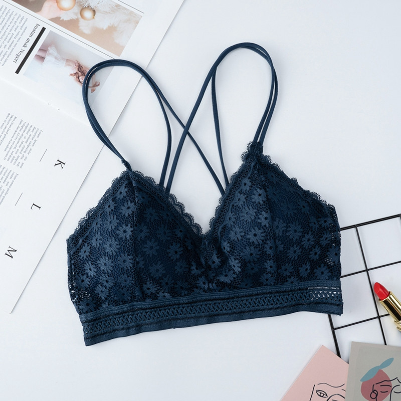 Beauty Back Szexi melltartó női csipke drót nélküli melltartó Push Up fehérnemű párnázott női vékony vállpántos puha fehérnemű