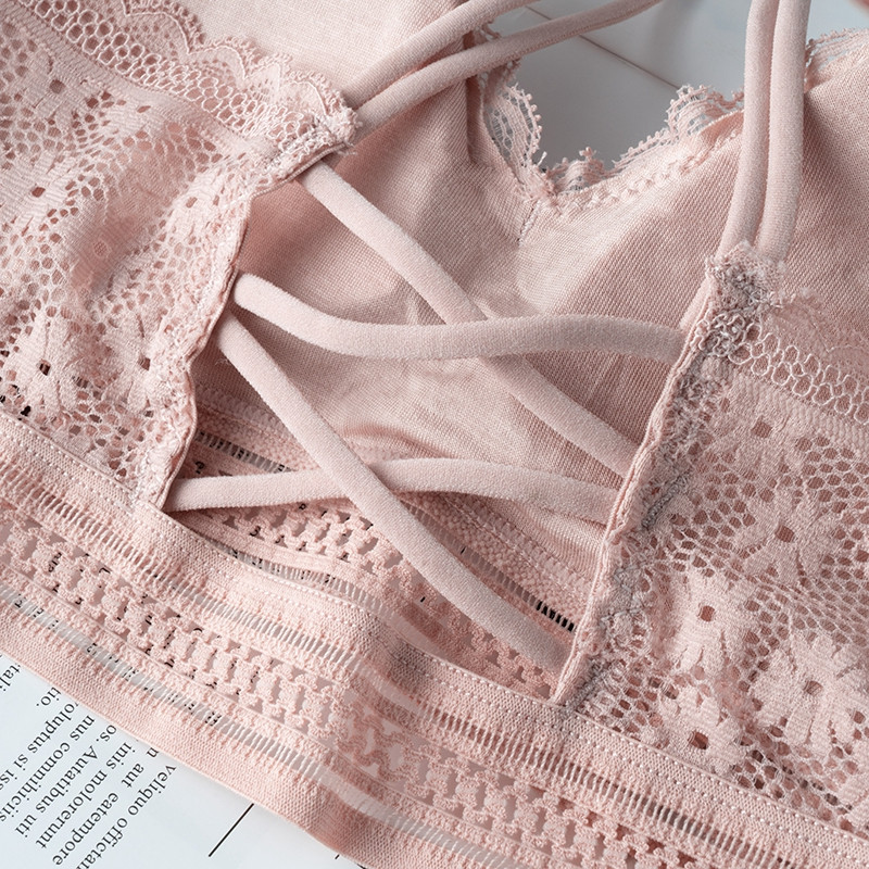 Beauty Back Szexi melltartó női csipke drót nélküli melltartó Push Up fehérnemű párnázott női vékony vállpántos puha fehérnemű