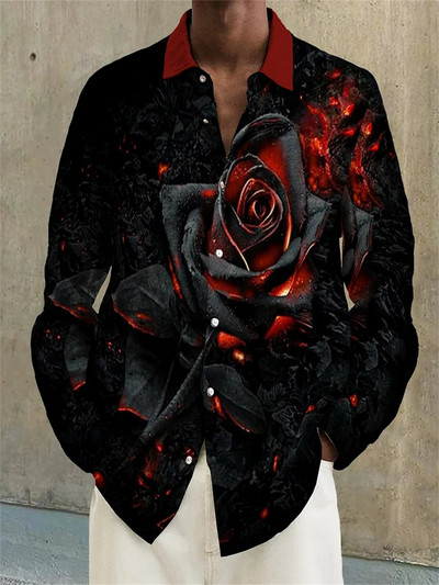 Meeste särk, pikkade varrukatega reväär, vaba vabaaja vaba vabaaja kevadsuvi, kvaliteetne materjal kaardi õmblemine pleed 3D-printimine suures suuruses