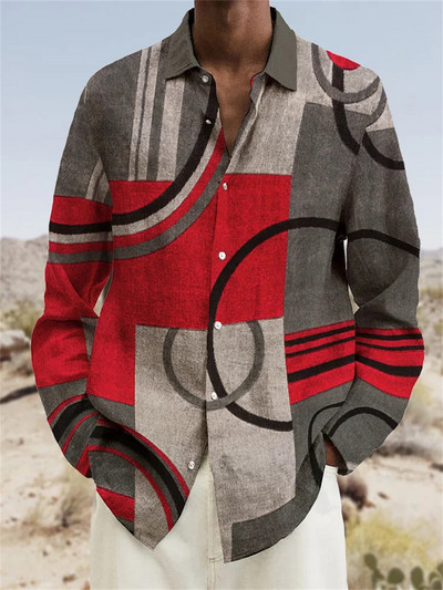 Meeste särk, pikkade varrukatega reväär, vaba vabaaja vaba vabaaja kevadsuvi, kvaliteetne materjal kaardi õmblemine pleed 3D-printimine suures suuruses